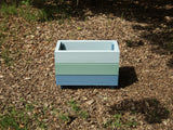 Tricolour (blue) trough planter made from pressure treated decking